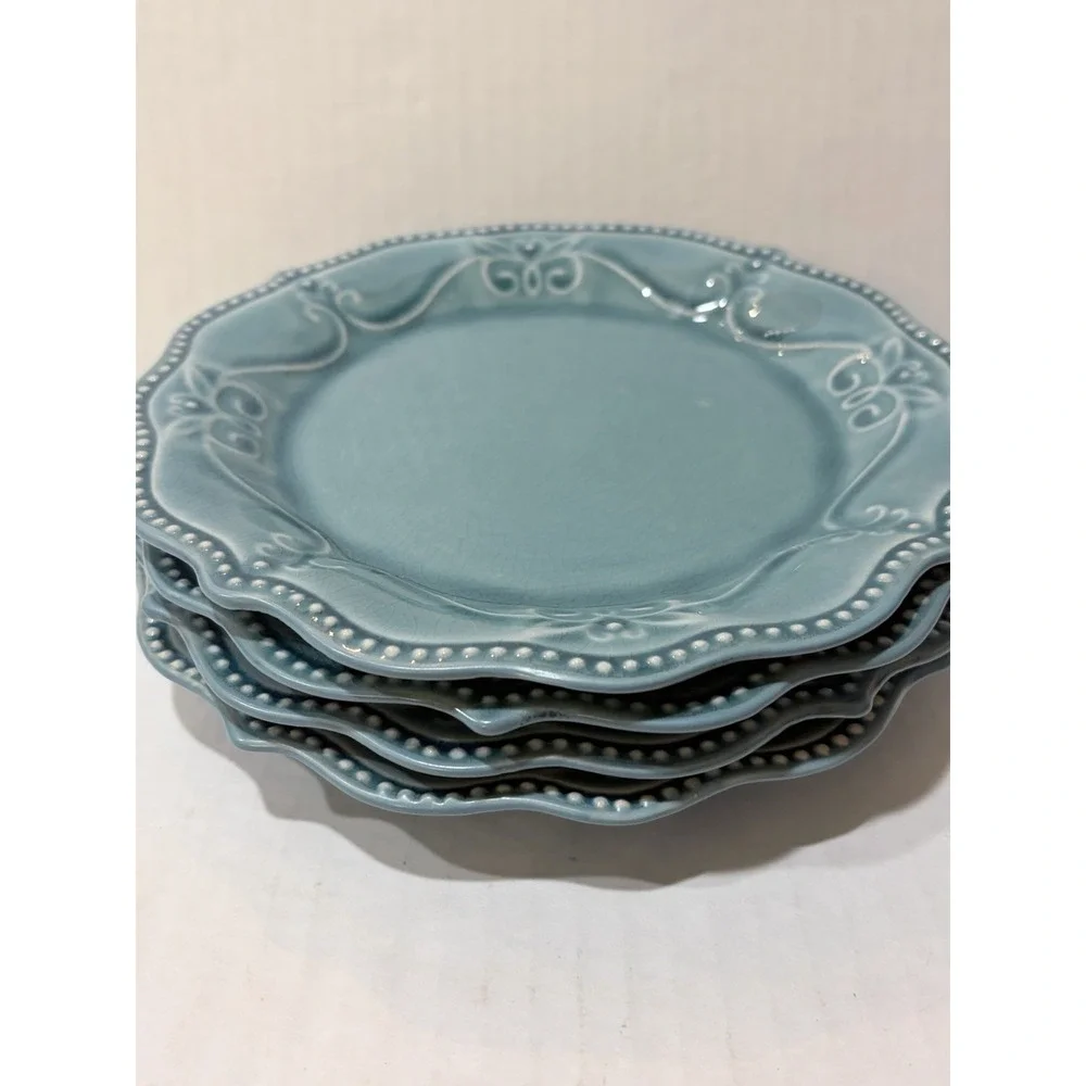 Set of 4 Pioneer Woman Paige Teal Salad Plates.